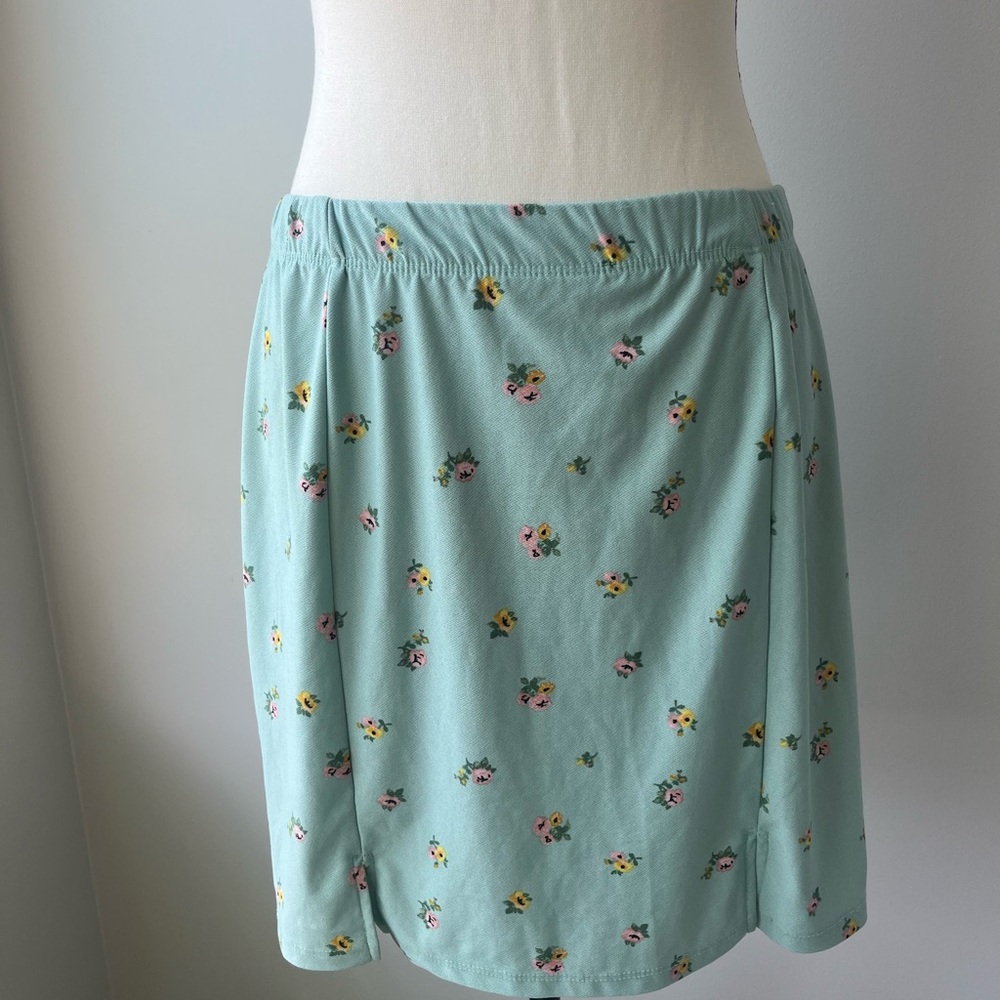 Floral Print Mint Skirt
